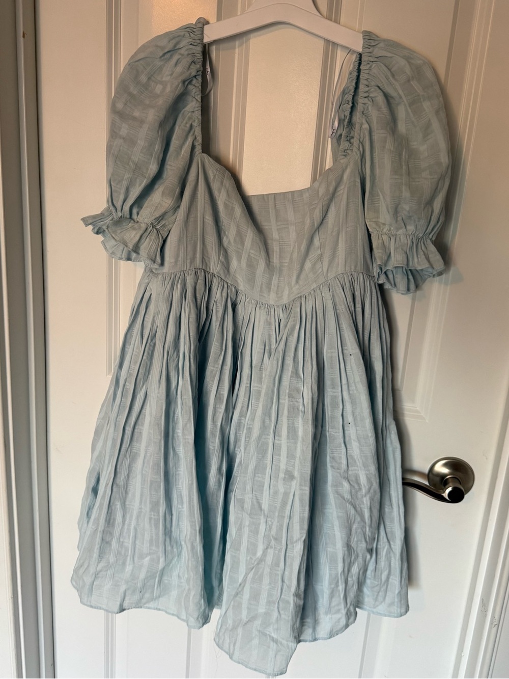 Lulu's Pastel Blue Puff Sleeve Dress
